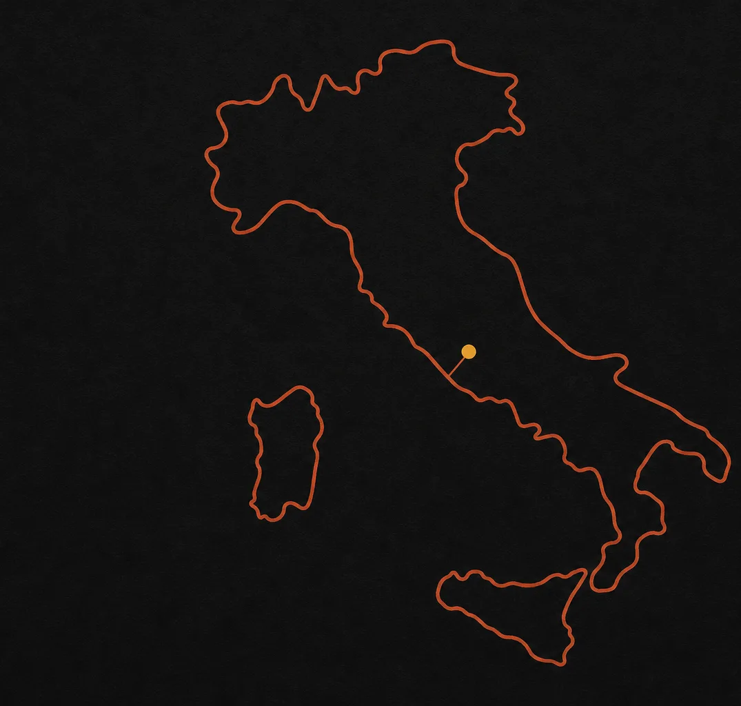 L’Italia con Roma segnata: la sede dello studio