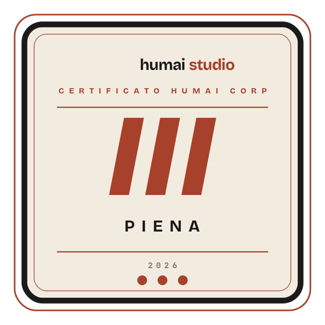 Certificato Humai Corp · livello III · Piena